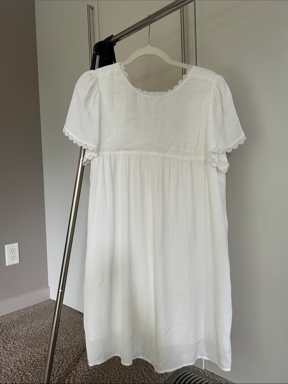 Artlove | NWT White Lace-Trim Short Sleeve Dress